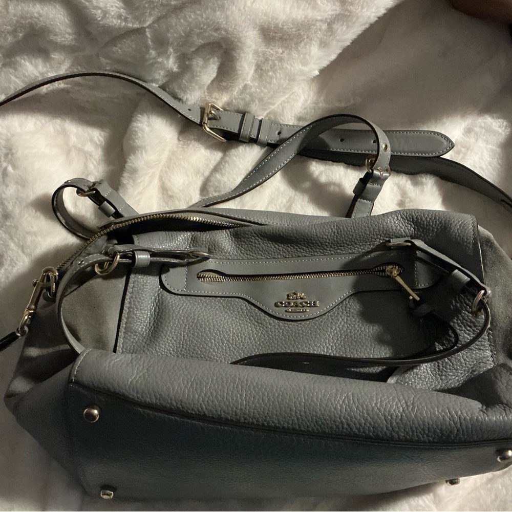Coach Gray Leather Kleo Carryall Shoulder Bag